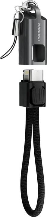 Produktbild Porodo Schlüsselanhänger Zink Nylon Kabel Zink Gehäuse + Nylon geflochten C bis L Ausgang: 5V / 3A, 9V / 2