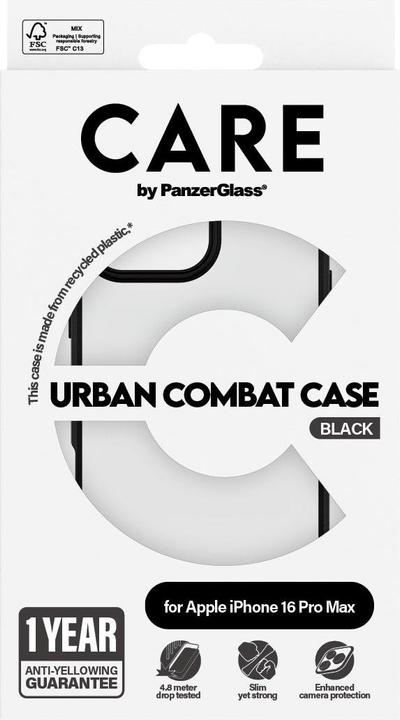 Actual product image PanzerGlass CARE Flagship Case Urban Combat Black Frame iPhone '24 6.9" Pro (Apple iPhone 16 Pro Max)