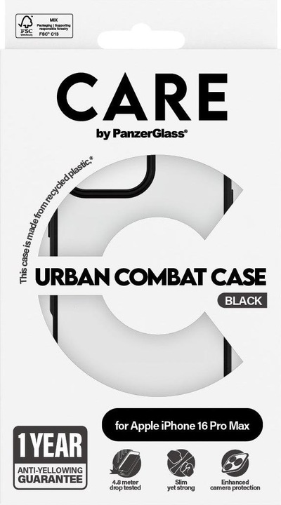 Immagine prodotto PanzerGlass CARE Custodia Urban Combat Black Frame iPhone '24 6.9" Pro (Apple iPhone 16 Pro Max)