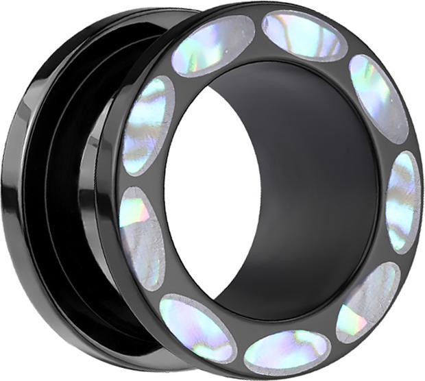 Produktbild Star Piercing Flesh Tunnel schwarz mit Abalone Rand (Kunststoff, ohne Messing)