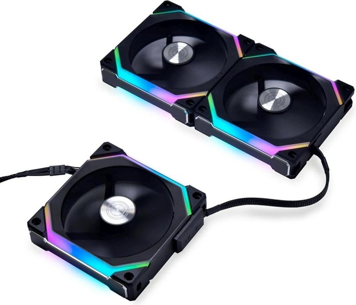 Actual product image Lian-Li UNI FAN SL120 V2 RGB PWM fan, 3-pack - 120mm, black (120 mm, 3 x)