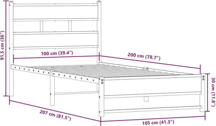 Produktbild vidaXL Bettgestell (100 x 200 cm)