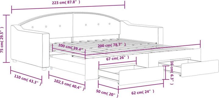 Produktbild vidaXL ausziehbares Tagesbett