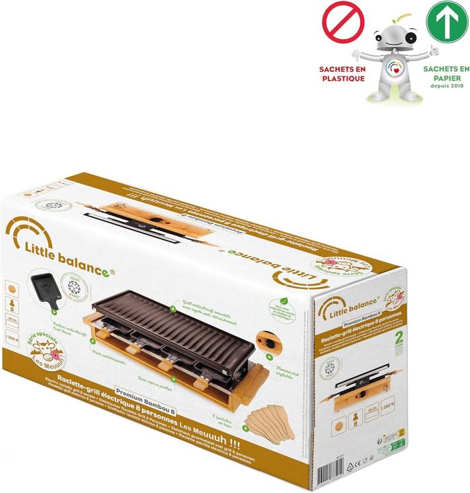 Actual product image Little Balance 8501 Premium bamboo 8 raclette grill 8 people nonstick coating 1200 W real bamboo