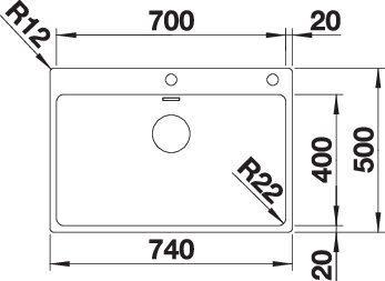 Actual product image Blanco Andano 700-IF/A (Top-mounted sink, 74 cm, 50 cm)