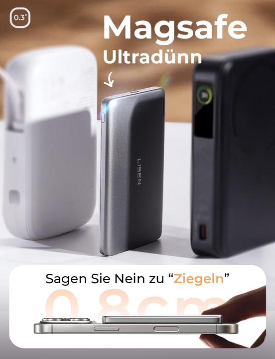Produktbild Lisen Slim Magsafe Powerbank für iPhone (5000 mAh, 18 W)