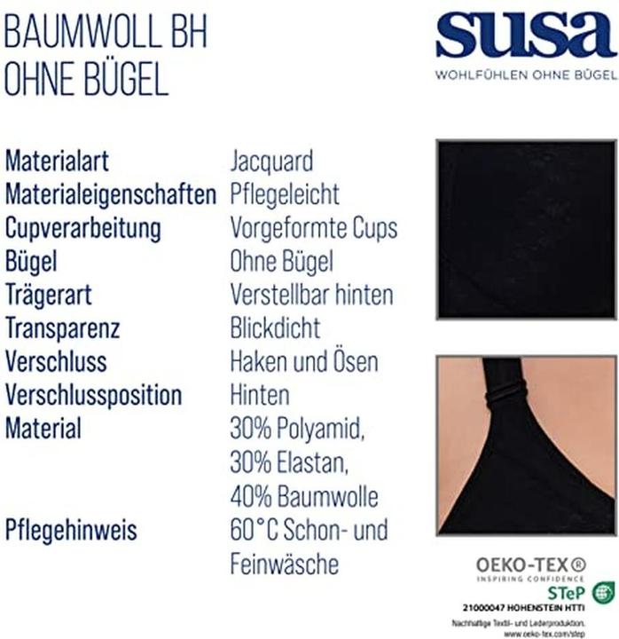 Actual product image Susa Comfort Plus Topsy bra without underwire (Single pack, 95 C)