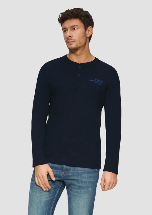 Produktbild S.Oliver T-Shirt Henley-Shirt mit Flammgarnstruktur und Stickerei (S)