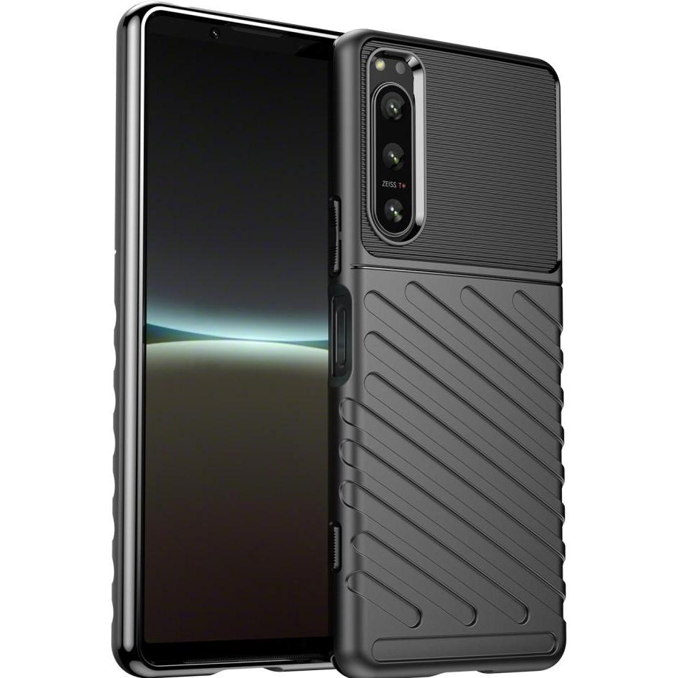 Screenguard Sony Xperia 5 IV SpaceCase Impact-Resistant Hülle (Sony Xperia 5 IV), Smartphone Hülle, Schwarz