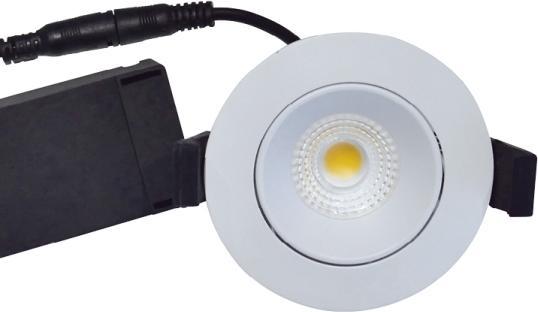 Immagine prodotto Nordtronic Velia LED a basso profilo 5,5W 220-240V 3000K CRI>95 kipvinkel 30° IP44, Mat Hvid, rotonda