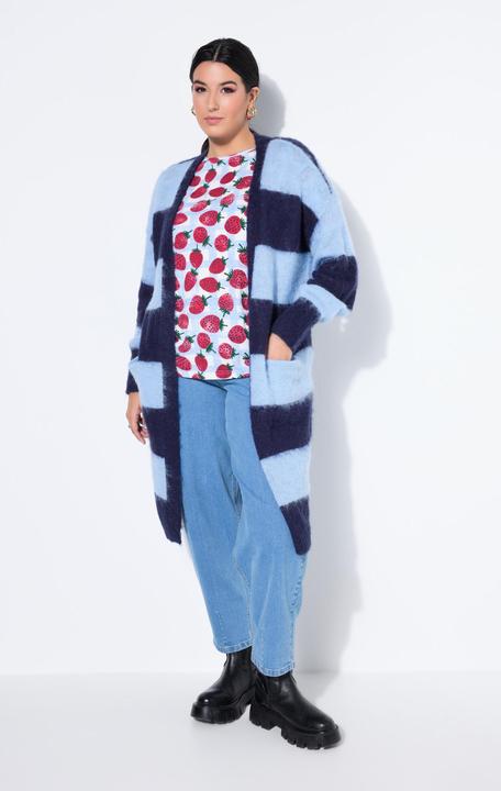 Produktbild Studio Untold Long-Strickjacke, offene Form, Blockstreifen (54)