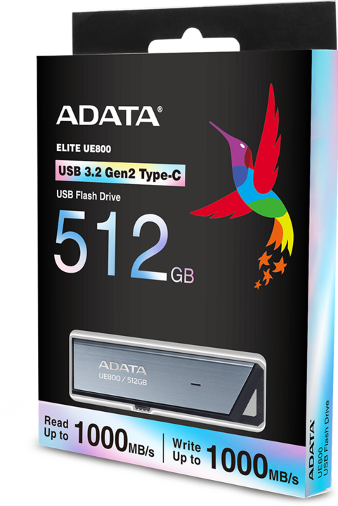 Image du produit Adata UE800 Lecteur flash USB USB Type-C 3.2 Gen 2 (3.1 Gen 2) Silver (512 Go, USB-C, USB 3.2 Gen 2)