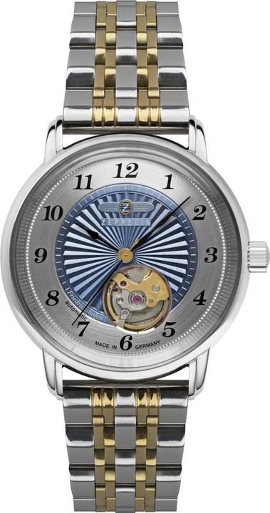 Zeppelin 8567M-3 Unisex Friedrichshafen Open Heart Automatik 46mm 5ATM (Montre analogique)