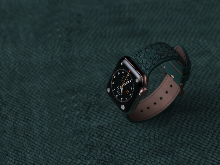 Actual product image Njord Jord Watch Strap For (44 mm, 45 mm, Vegan Leather, Salmon leather, Stainless steel fastener, Apple Watch)