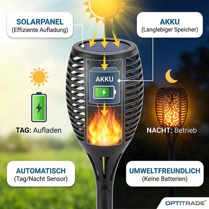 Actual product image Solar lamp with flame effect 50 cm