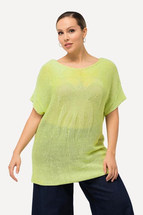 Produktbild Ulla Popken Pullover, Palmen, oversized, U-Boot-Ausschnitt, Halbarm (46, 48)