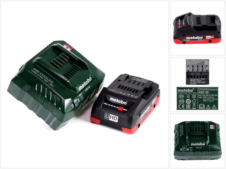 Metabo Battery base set 18V with 1x battery LiHD 4,0Ah ( 625367000 ) + charger ASC 55 ( 627044000 ) Folg (18 V)