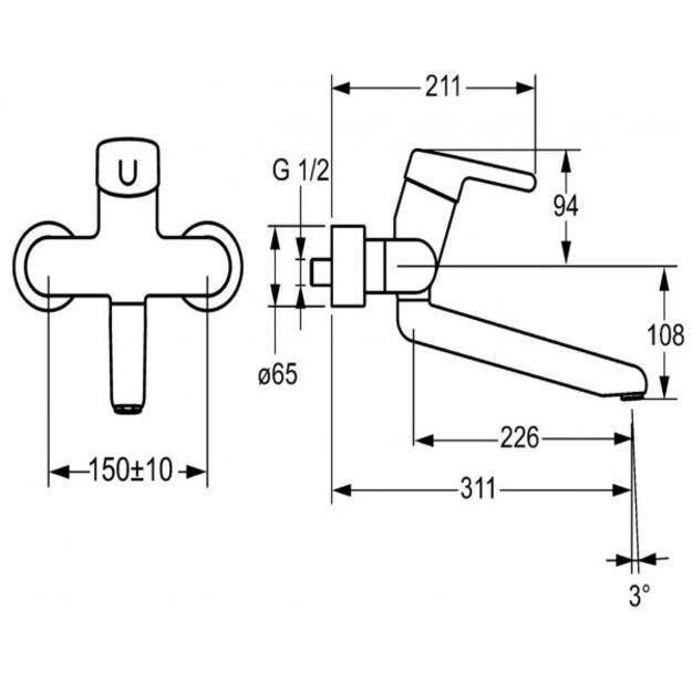 Thumbnail - Hansa, Badarmatur, HANSAMEDIPRO protec Waschtischarmatur, Ausladung 311 mm, chrom