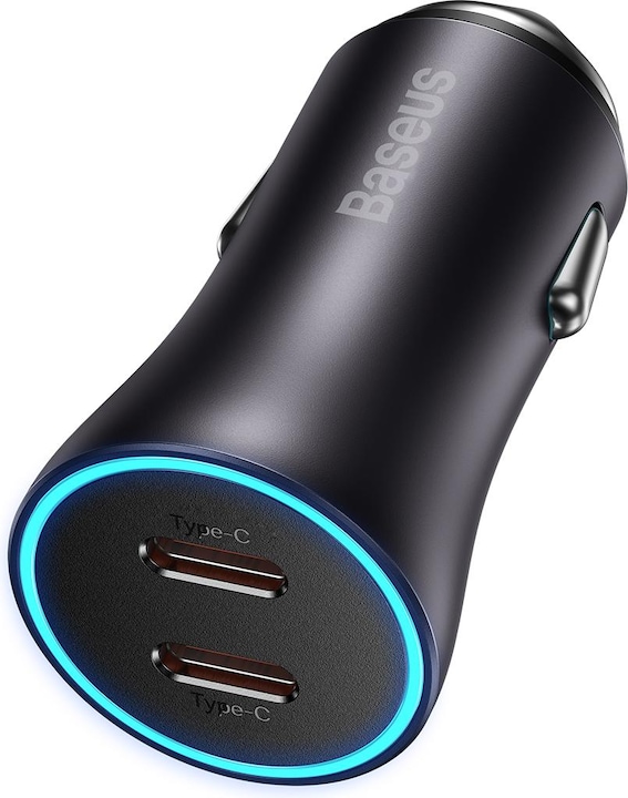Actual product image Baseus Golden Contactor Pro car charger, 2x USB-C, 40W (Dark Gray)
