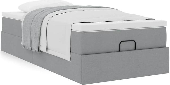 vidaXL Ottoman bed with mattress light grey 90x200 cm fabric (90 x 200 cm)