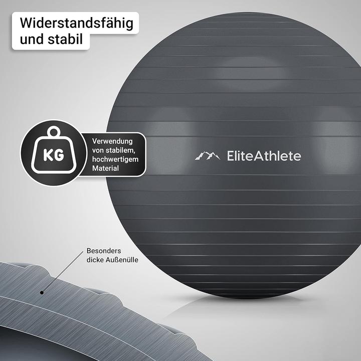 Immagine prodotto EliteAthlete Gymnastikball mit Luftpumpe (75 cm)