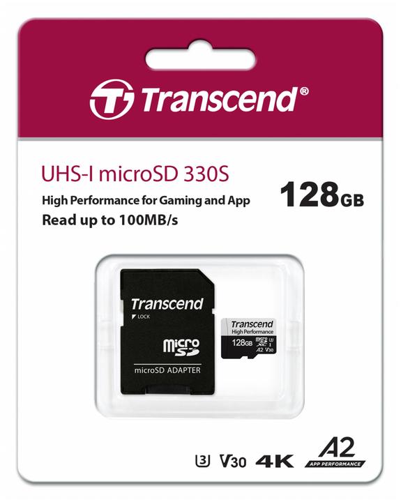 Produktbild Transcend microSDXC 330S 128GB Klasse 10 UHS-I U3 (128 GB, microSDXC, U3, UHS-I)