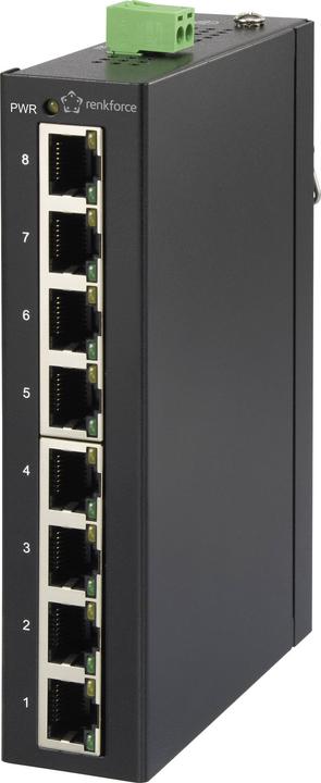 Produktbild Renkforce 8 Port Fast Ethernet Switch für Hutschiene (8 Ports)