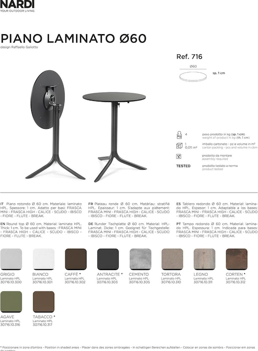 Actual product image Nardi P. LAMINATO DIAM.60 (60 x 60 x 1 cm)
