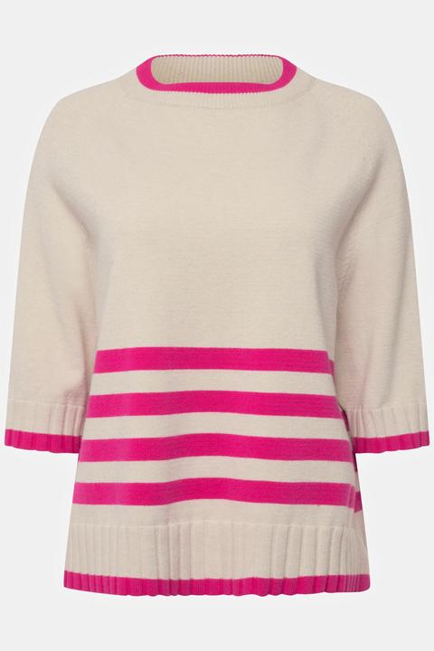 Produktbild Laurasøn Pullover, Stehkragen, 3/4-Ärmel, Ringel am Saum (L)