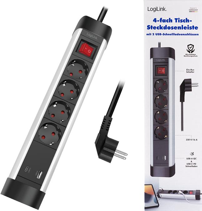 Produktbild LogiLink Prüfen (4 x, CEE 7/3, 1.50 m)