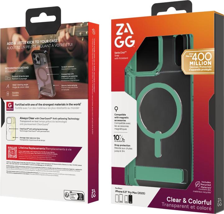 Produktbild Zagg Case für Apple iPhone 17 Pro Max Santa Cruz Snap mit Kickstand mystic green (Apple iPhone 17 Pro Max)
