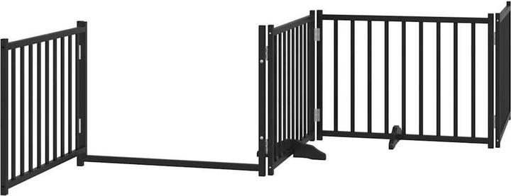 Actual product image vidaXL Hundetor Tür Faltbar Hundegitter Schutzgitter Schwarz 4-tlg. Massivholz