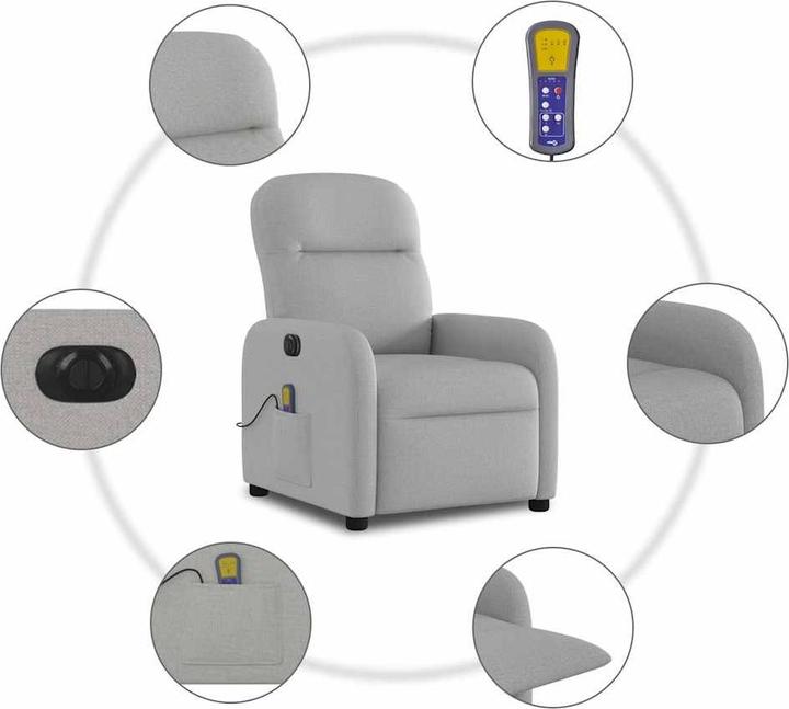 Produktbild vidaXL Massagesessel Elektrisch Wolkengrau Stoff