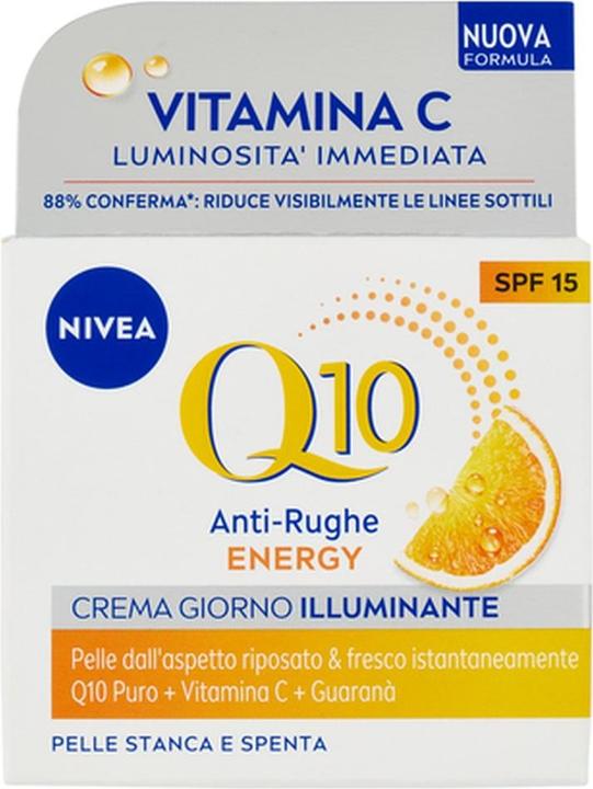 Actual product image NIVEA Q10 Anti-Wrinkle Energy Illuminating Day Cream Spf 15 50 Ml (Suntan cream, SPF 15, 50 ml, 110 g)