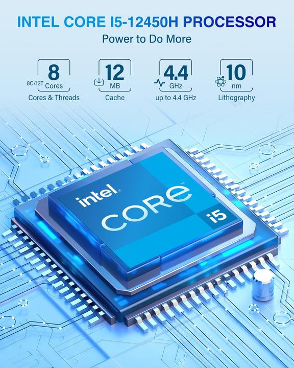 Produktbild NiPoGi Mini PC mit Intel Core i5-12450H (Intel Core i5-12450H, 32.77 GB, 512 GB)