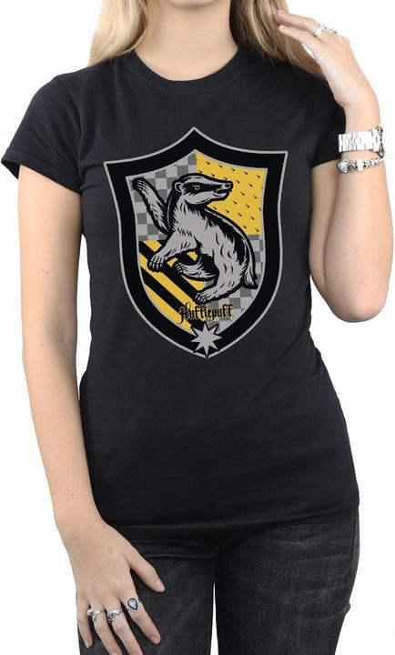 Actual product image Womens/Ladies Hufflepuff Crest Flat Cotton T-Shirt (S)