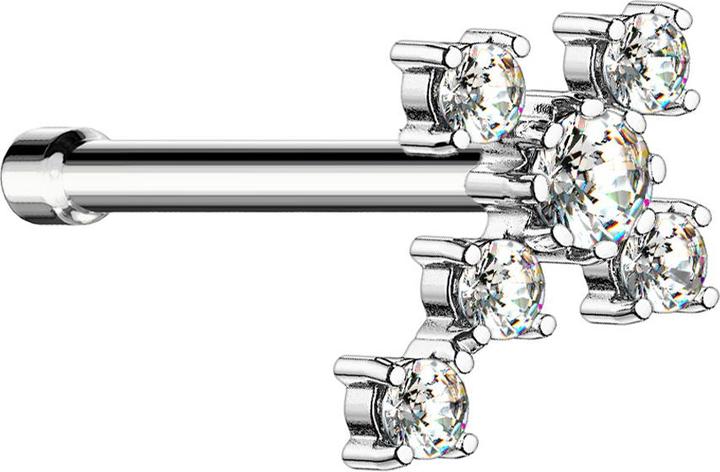 Immagine prodotto Star Piercing Nasenstecker gerade silber Kreuz mit Kristall silber (Ottone, Acciaio chirurgico 316L)