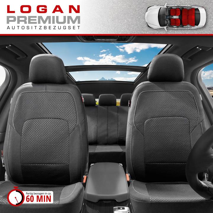 Produktbild Walser Autositzbezug ZIPP-IT Premium Logan, PKW-Schonbezüge Komplettset mit Reiverschluss-System schwarz/s