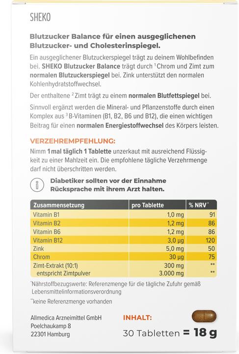 Nährwerte und Zutaten Sheko Zuckerstoffwechsel (1 Stück, Pulver, 57 g)