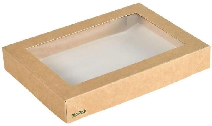 Produktbild Duni Viking Brick Deckel mit PLA Fenster Braun Karton/PLA 200x140x30 (300 x)