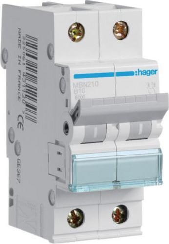 Actual product image Hager MBN210. Number of poles: 2P. AC input frequency: 50/60 Hz, Nominal current output: 10 A.