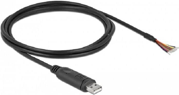 Actual product image Delock Adapter cable USB 2.0 Type-A to serial RS-232 with 9 open cable ends + shielding 2 m (2 m, Industrial cables)