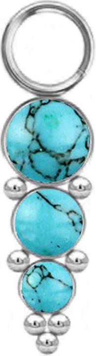 Produktbild Star Piercing Anhänger silber drei Türkis Steinen mit Kugeln (ohne Messing, Chirurgenstahl 316L, Mineralisch)