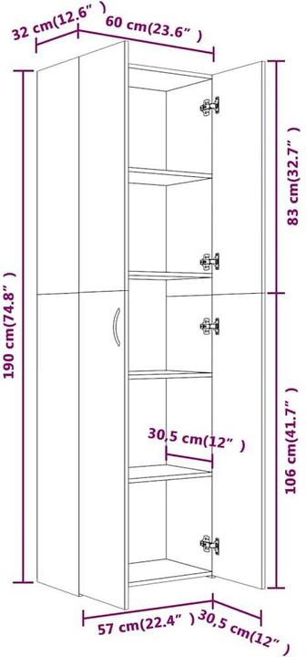 Image du produit vidaXL Cadeo (60 x 32 x 190 cm)