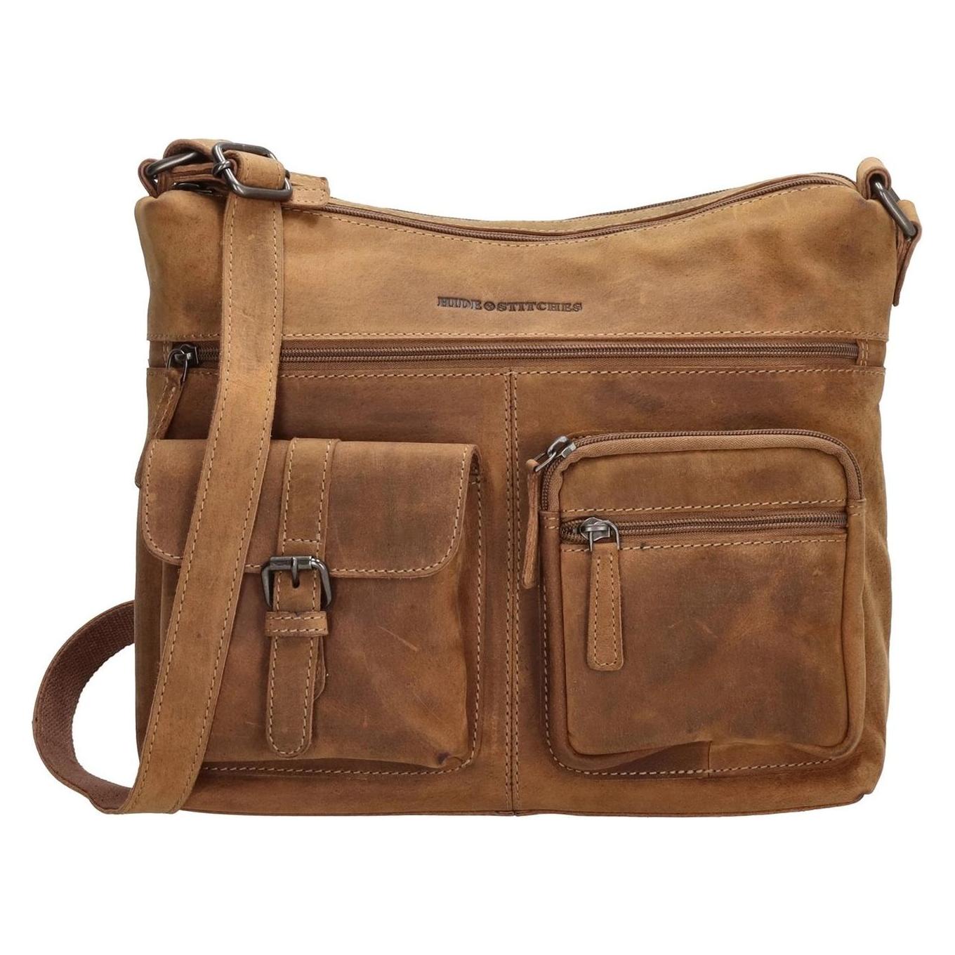 Hide & Stitches, Vrouwen, Handtas, Idaho Crossbody Schoudertas - 100% Leder - Bruin - 100% Leer, Bruin