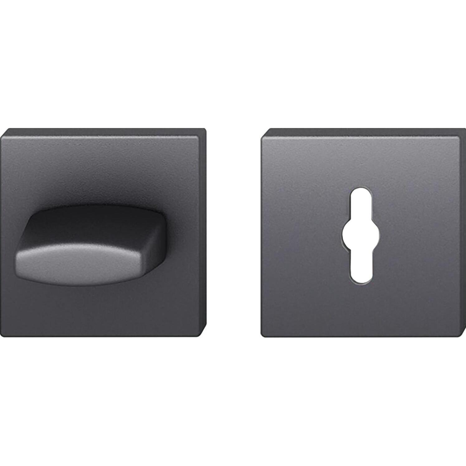 FSB, Türgriff + Fenstergriff, WC Rosette 12 1704 00088 ASL, R/7 mm, ohne Schauscheibe, Aluminium schwarz (Türgarnitur)