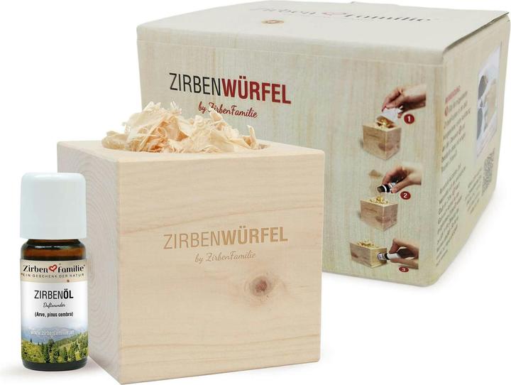 Immagine prodotto ZirbenFamilie Set di cubetti di pino svizzero con 10 ml di olio di pino svizzero