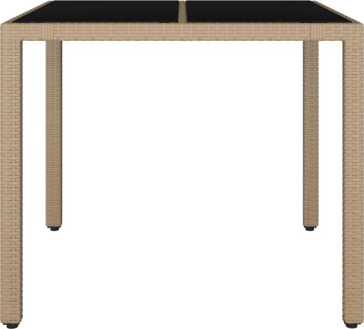 Produktbild vidaXL Gartentisch mit Glasplatte (90 x 90 x 75 cm)