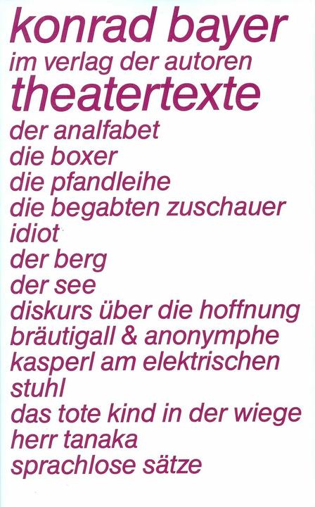 Produktbild Theatertexte (Deutsch, Konrad Bayer, 1992)
