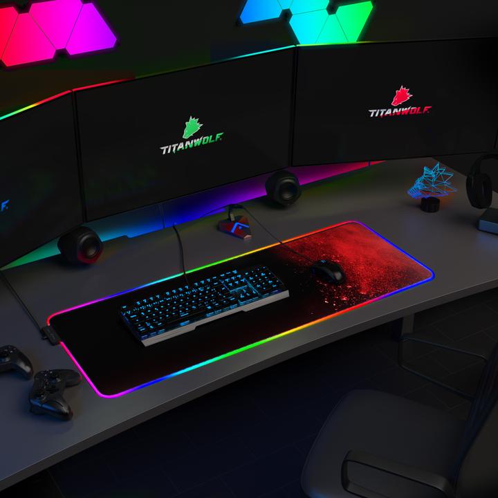 Image du produit Titanwolf Tapis de souris de jeu RGB, tapis de souris XL 800 x 300mm améliore la précision et la vitesse, Sang